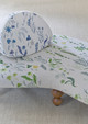 Stool upholster in field green with backrest in field indigo